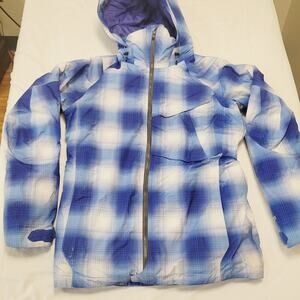 Burton AK 2L Embark Gore-Tex Jacket Women’s M Blue Plaid Ski Snowboard Coat